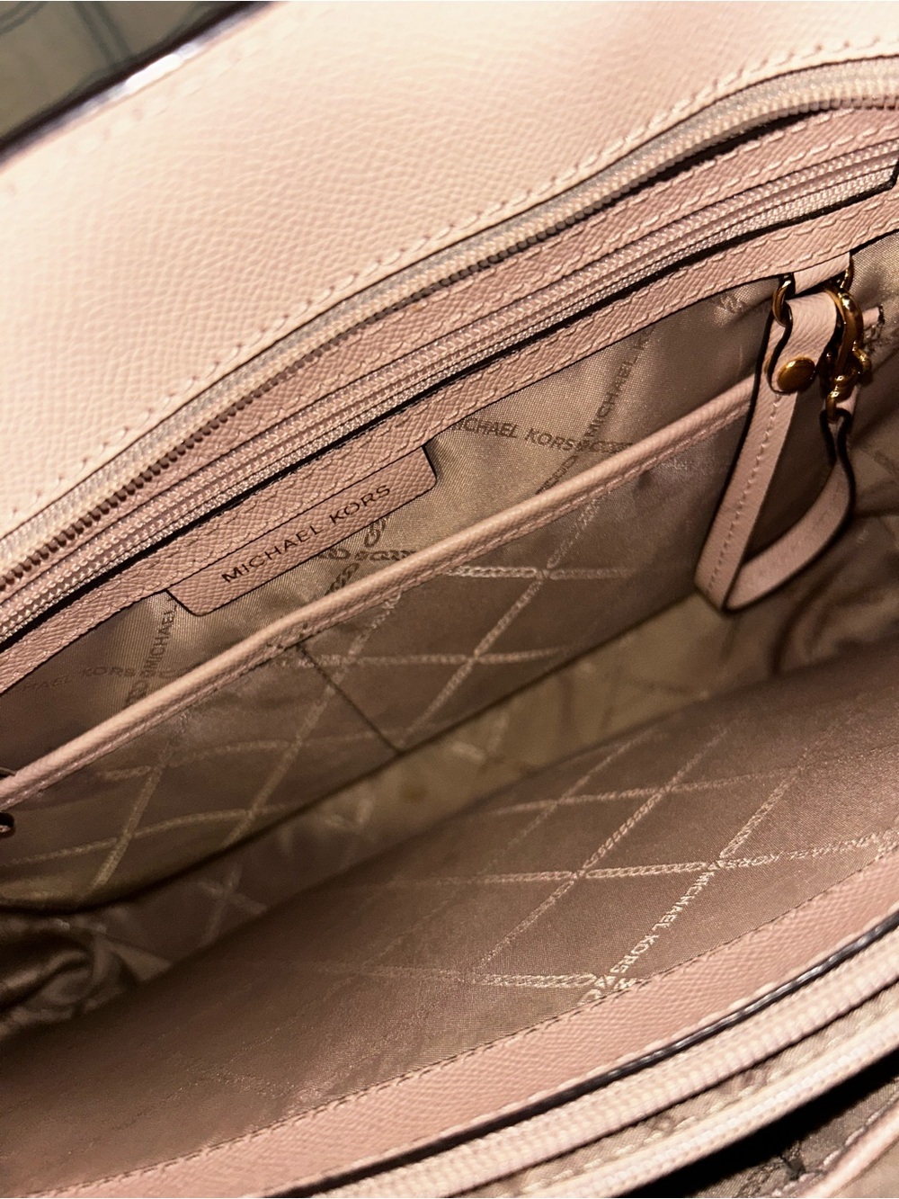 Michael Kors Brown Signature Tote with Light Pink Trim - Picture 5 of 5